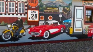 Mural at the Big Red Rocker. Go Corvettes!