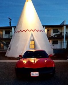 Our wigwam in the evening lights